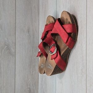 Dansko Women Leather Strappy Wedge Sandals shoes sz 39/8.5-9